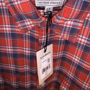 Lucky Brand orange plaid flannel shirt men’s L